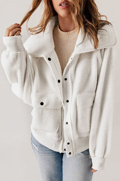 Cosy & Chic White Button Fleece Jacket 🤍