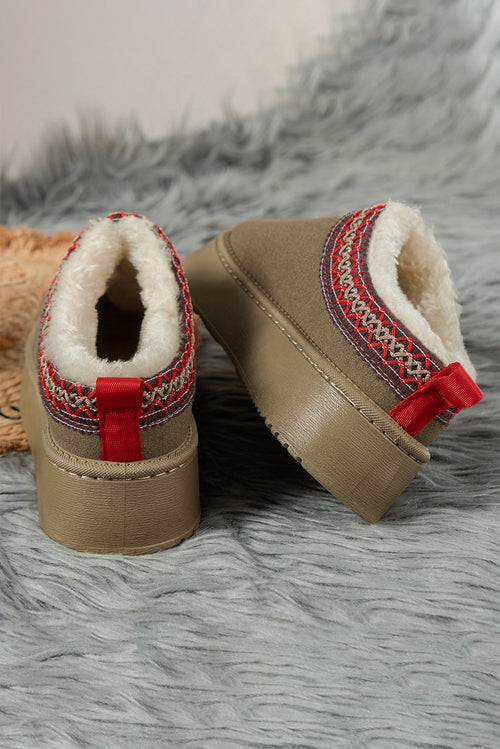 Winter Elegance: Sage Green Plush-Lined Snow Boots