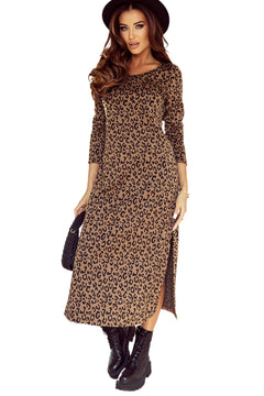 Leopard Grandeur Long Sleeve Dress