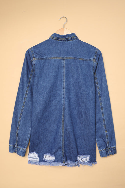 Denim Delight Distressed Shirt: Elevate Your Style