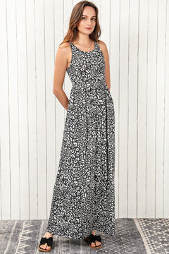 Leopard Pattern Sleeveless Maxi Dress