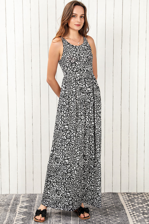 Leopard Pattern Sleeveless Maxi Dress