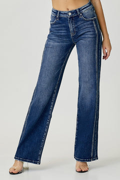 Effortless Style: RISEN Straight Leg Mid Rise Jeans