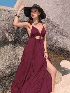 Elegant Maxi Dress with Crisscross Back Detail