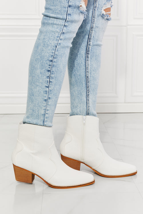 MMShoes: Luxe White Western Ankle Boots