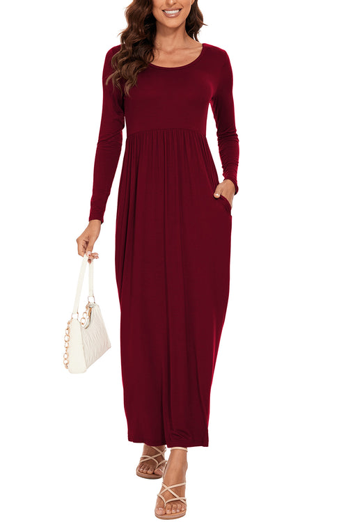 Elegant Maxi Dress with Pockets: Sheer & Stretchy