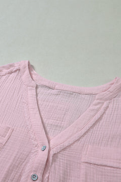 Go Retro Chic in Pink Crinkle Henley