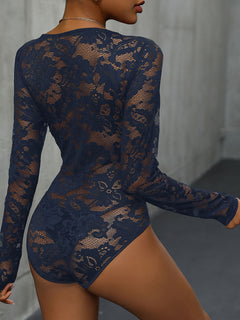 Elegant Lace Sheer Bodysuit: Sophisticated Style Icon