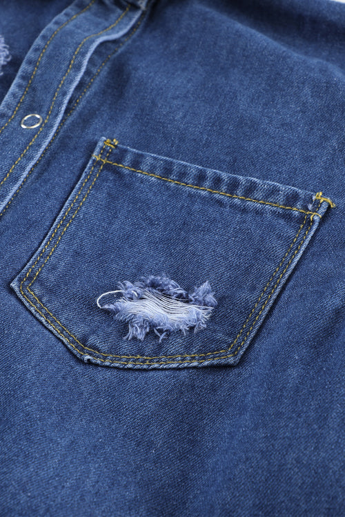 Denim Delight Distressed Shirt: Elevate Your Style