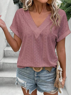 Chic Sheer V-Neck Blouse: Summer Essential! 😍