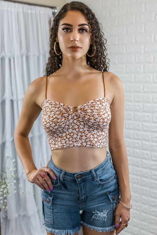 Chic Floral O Ring Bra Crop Top