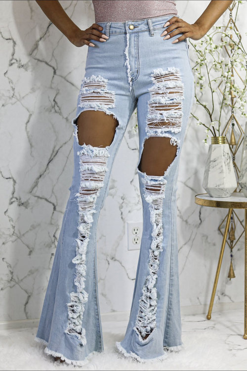 Slay All Day in Distressed Flare Jeans! 😍