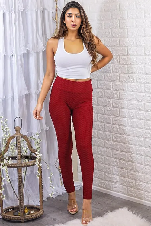 Burgundy Butt Lift Leggings: Flaunt Your Curves