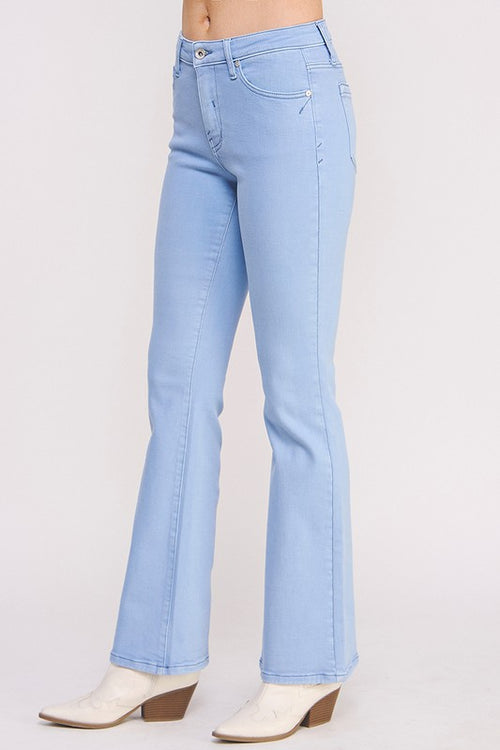 Enchanted Peach Blossom Bootcut Jeans: Spring Bliss.