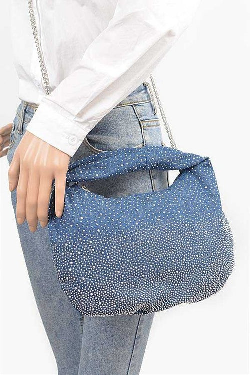 Denim Micro Studs Convertible Hobo: Fashion's Noble Star