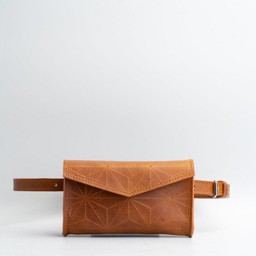 Leather waist bag - Geometric Flower