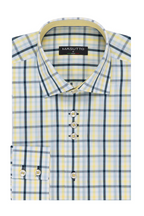 Refined Blue-Yellow Checkered Shirt: Timeless Elegance