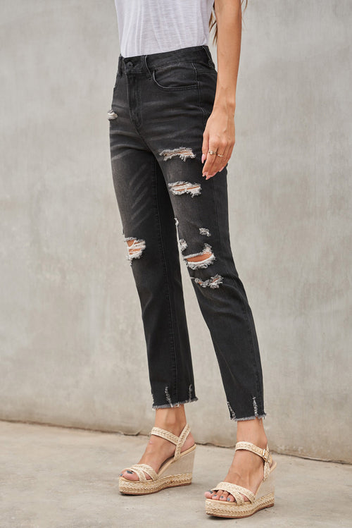 Comfy Cool Black Distressed Boyfriend Denim Pants!