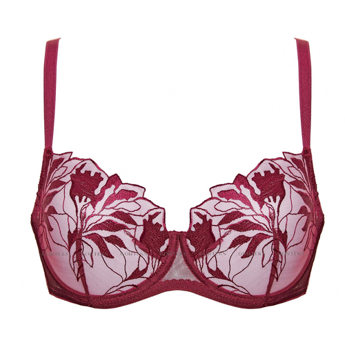 Burgundy Sheer Demi Bra: Embrace Sensual Charm