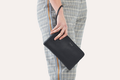 Regal Leather Wristlet: Dual Zippers Majesty