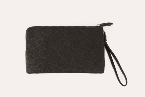 Regal Leather Wristlet: Dual Zippers Majesty