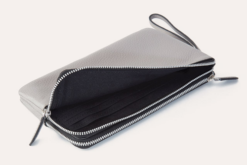 Regal Leather Wristlet: Dual Zippers Majesty