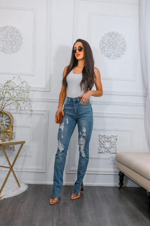 Effortlessly Cool & Comfy Stretchy Ripped Jeans