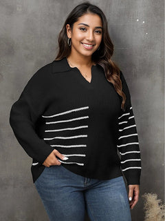 Enchanted Rose Striped V-Neck Sweater