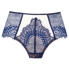 Enchanted Lace Romance Boxer: Navy & Beige