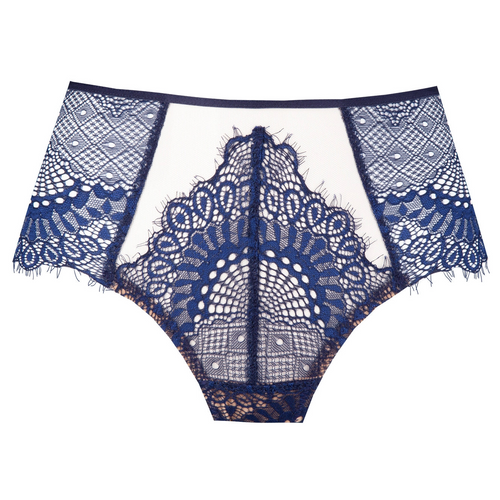 Enchanted Lace Romance Boxer: Navy & Beige