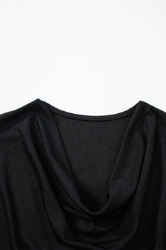 Chic Black Bat Sleeve Cowl Neck Tee 🖤