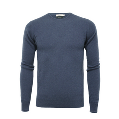 Blue Cashmere Crew Neck: Hemingway's elegance.