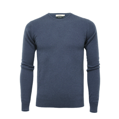 Blue Cashmere Crew Neck: Hemingway's elegance.