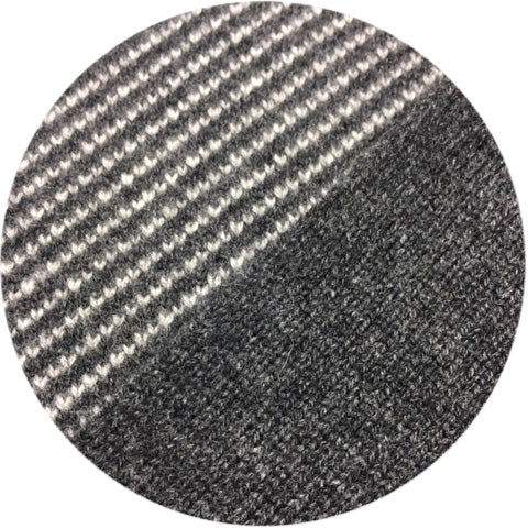 Black Grey Cashmere Zipper Sweater in Diagonal Stitch Vallauris