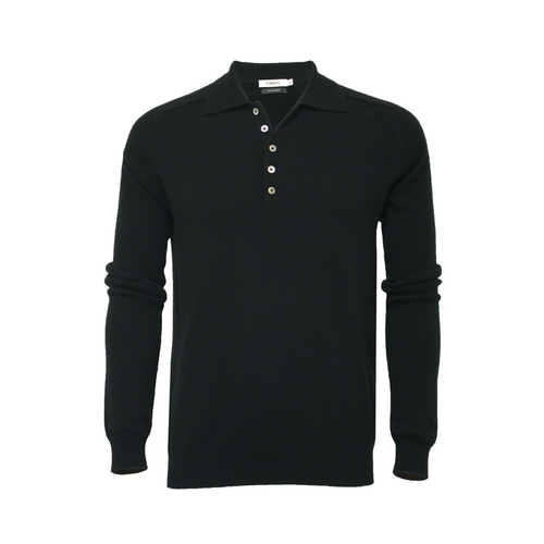 Refined Black Cashmere Polo: Elegance Defined