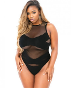 Queen's Allure Black Fishnet Bodysuit