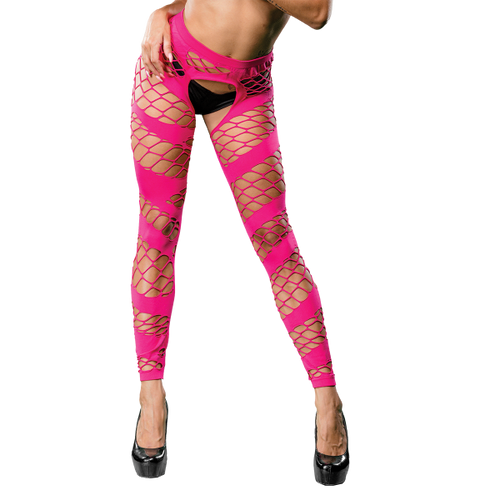 Turn heads with Pink Mesh Crotchless Leggings! 😘