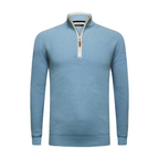 Refined Essence: Glacier Blue Cashmere Zip Sweater