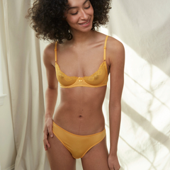 Golden Marigold Elegance: Soft Brazilian Panty