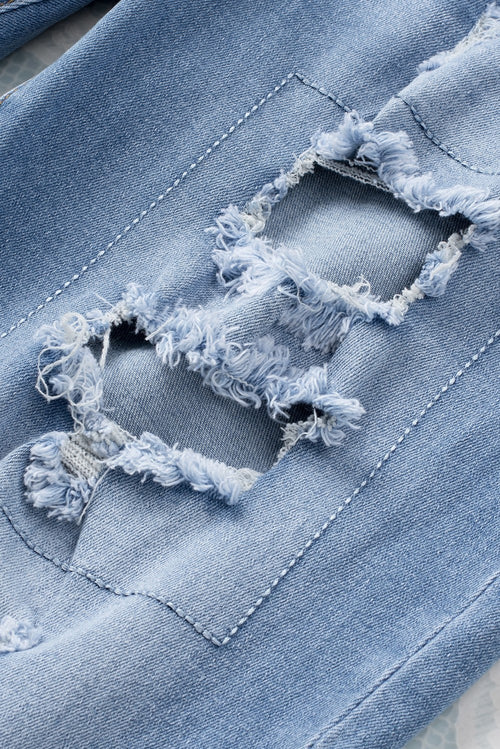 Sky Blue Chic Buttoned Pockets Jeans