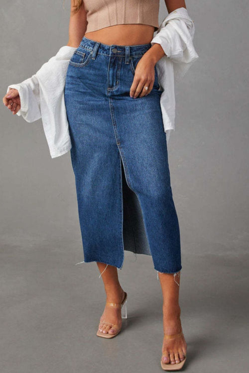 Effortlessly Chic Midi Denim Skirt: Your Essential