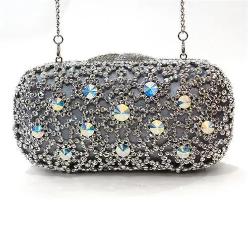 Exquisite White Metal Clutch: Crystal Elegance