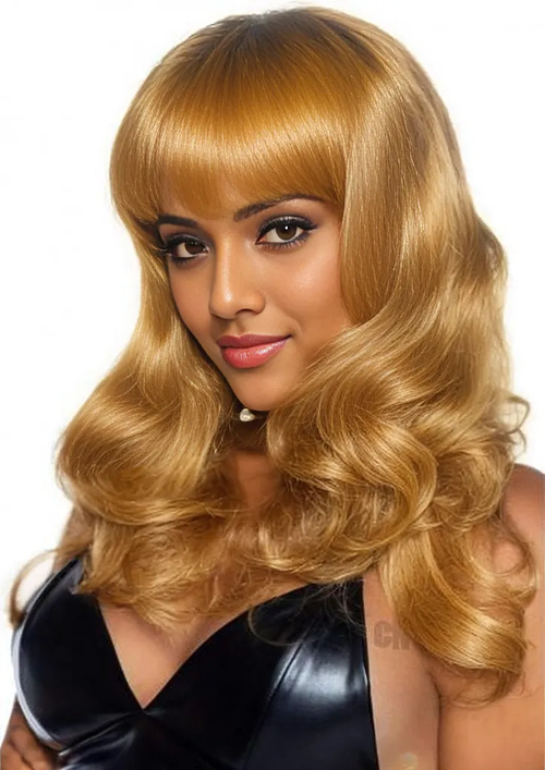 Opulent Grace Dark Blonde Wavy Bang Wig 🌟