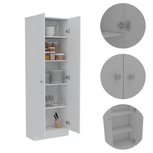 Opulent White Finish Storage Cabinet - 70"