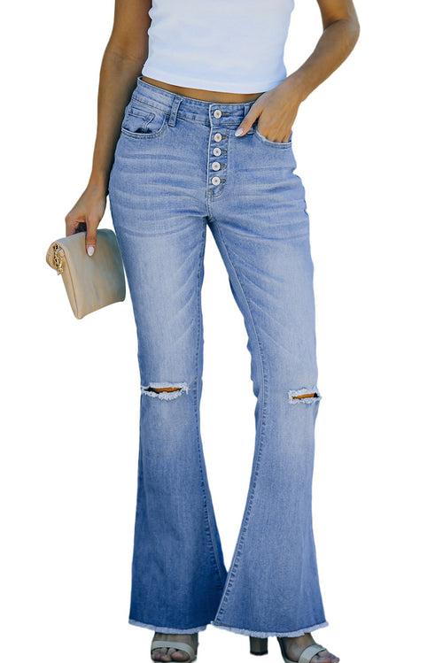 Sky Blue Retro Bell Bottom Denims