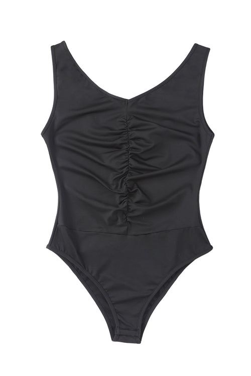 Elegant V Neck Ruched Bodysuit