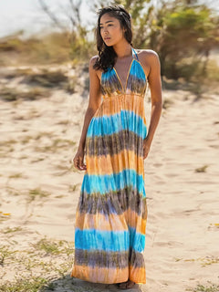 Tie-Dye Elegance: Halter Neck Dress