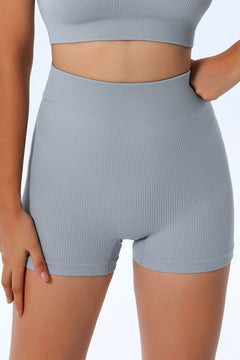 Sky Blue Tummy Control Yoga Shorts