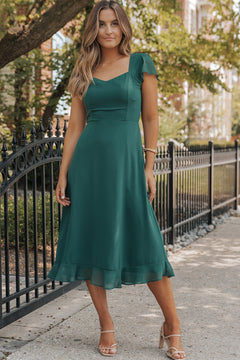 Sophisticated Sea Green Elegance Midi Dress