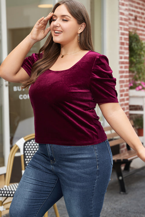 Enchanting Burgundy Velvet Elegance: Plus Size Romance